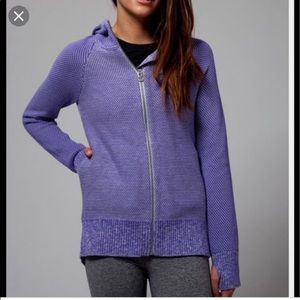 Purple knit hoodie for girls-cozy